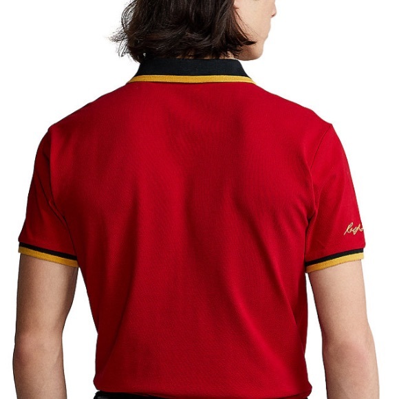 Polo Ralph Lauren Black Custom-Slim-Fit Mesh Signature Polo Shirt - Picture 4 of 5
